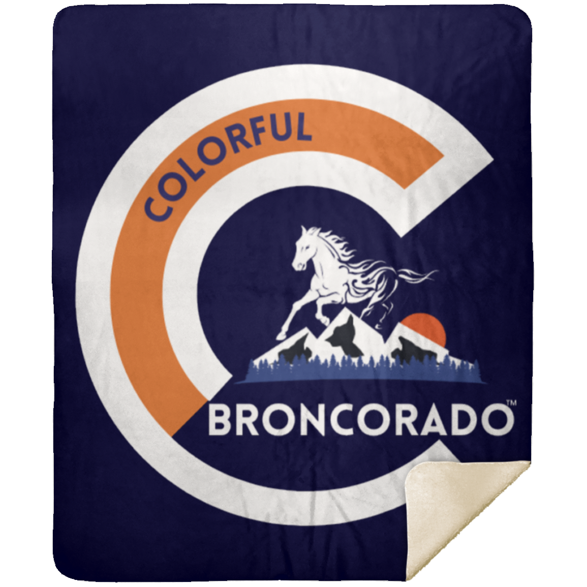 Colorful Broncorado™ Denver Bronco Fan Gear Premium Soft Large Sherpa Blanket 50x60