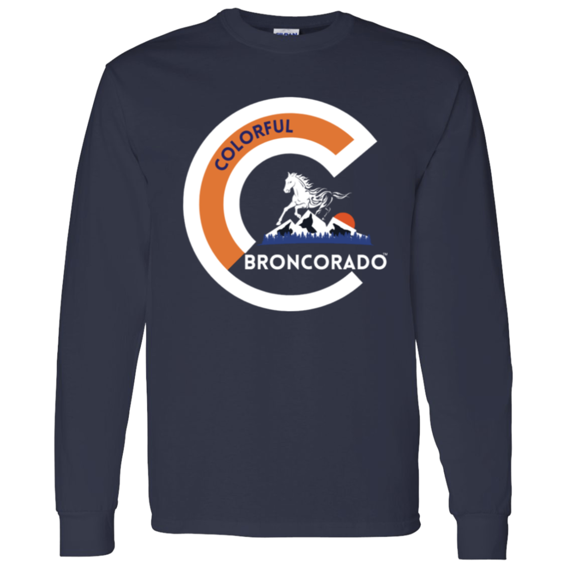 Unisex Colorful Broncorado™ Denver Bronco Fan Gear Long Sleeve T-Shirt S-3XL / 3 colors