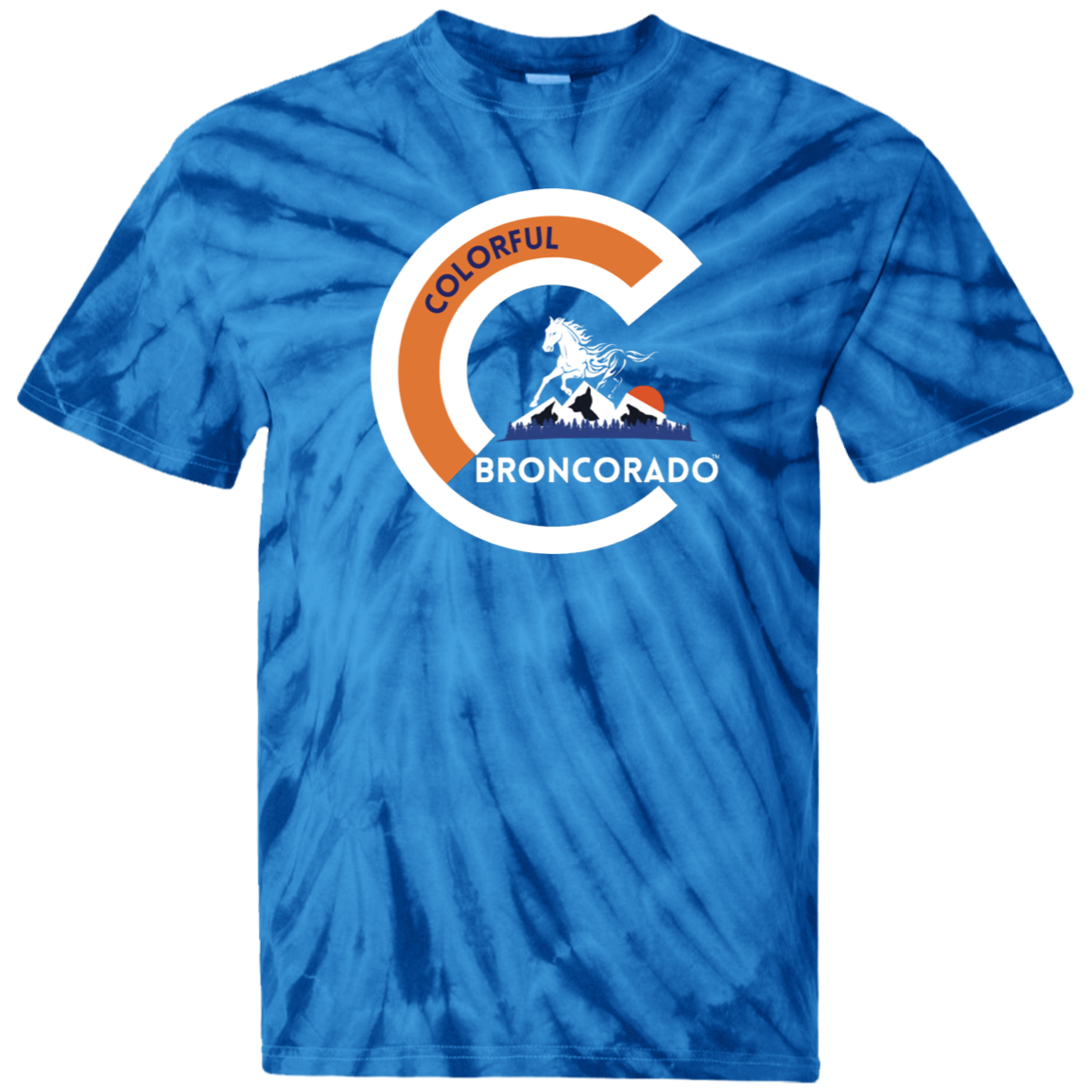 Youth Colorful Broncorado™ Denver Bronco Fan Gear Tie Dye T-Shirt
