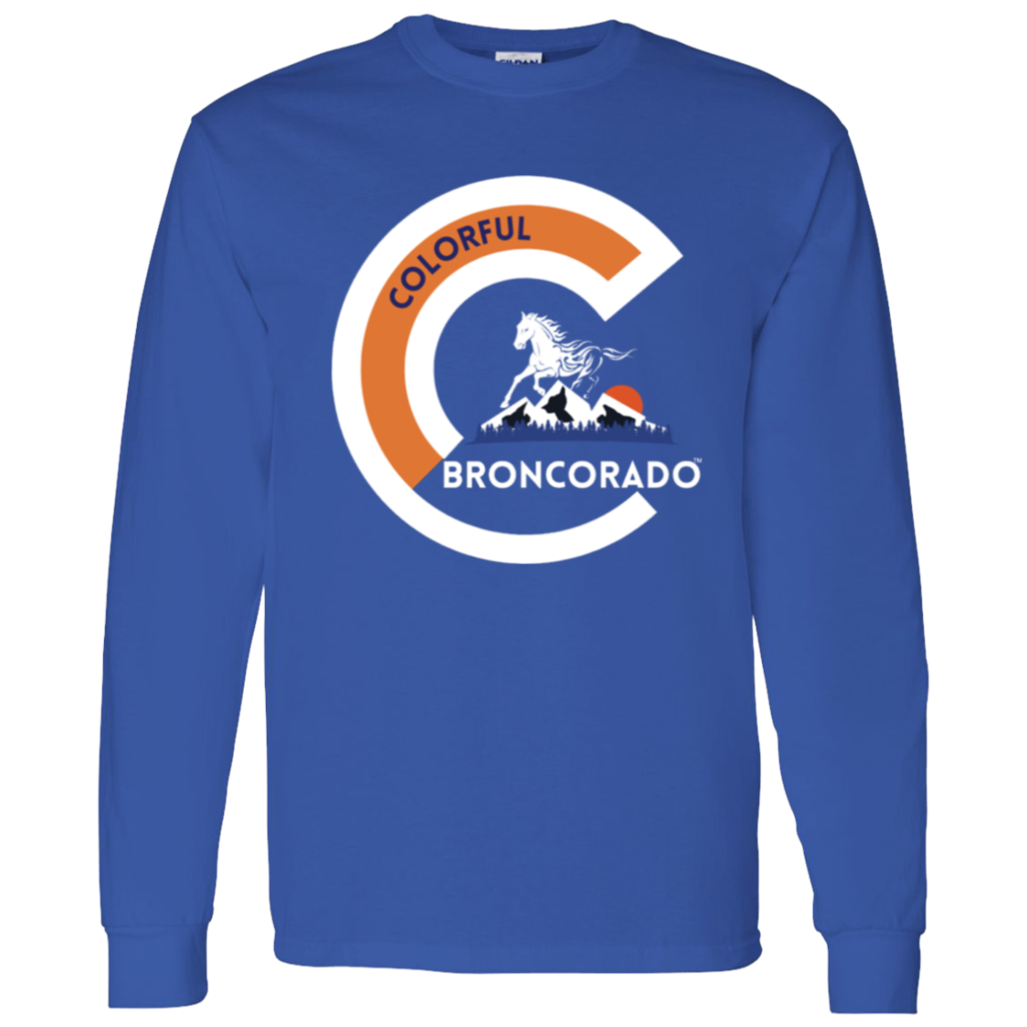 Unisex Colorful Broncorado™ Denver Bronco Fan Gear Long Sleeve T-Shirt S-3XL / 3 colors