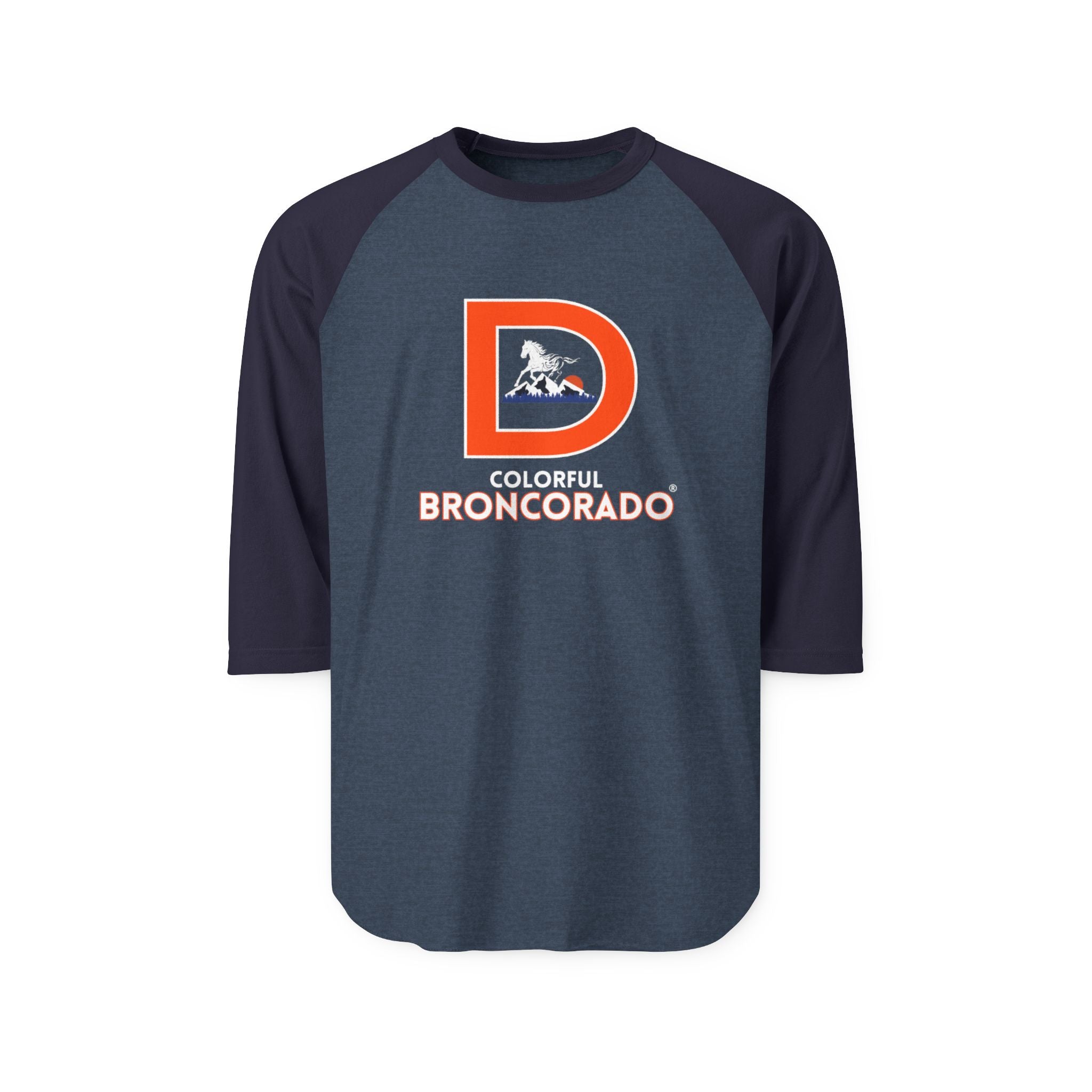 Denver Broncos Fan Unisex Raglan Retro Style 3/4 Sleeve T-Shirt | Colorful Broncorado®