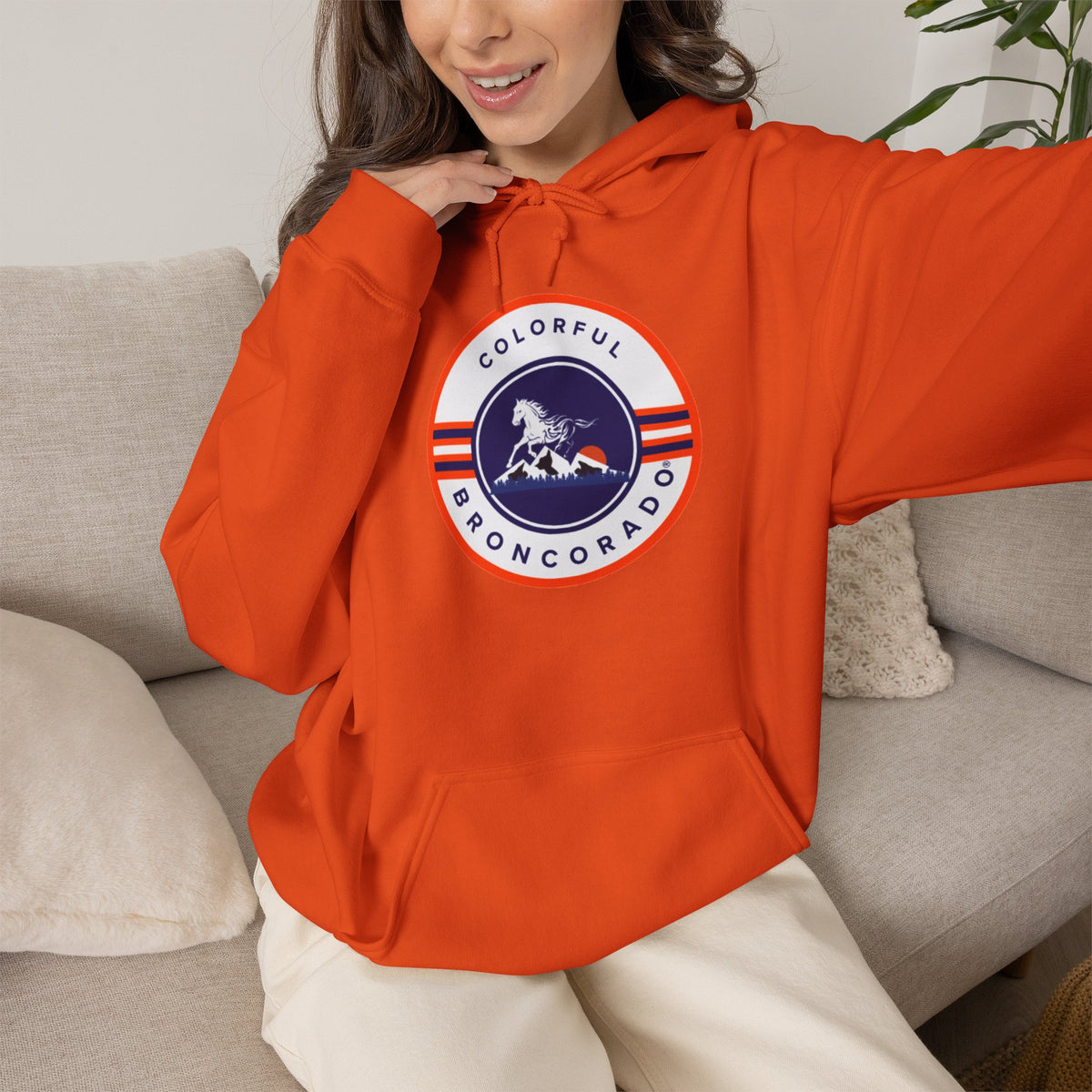 Denver Broncos Pullover Hoodie Fan Gear Colorful Broncorado® Round