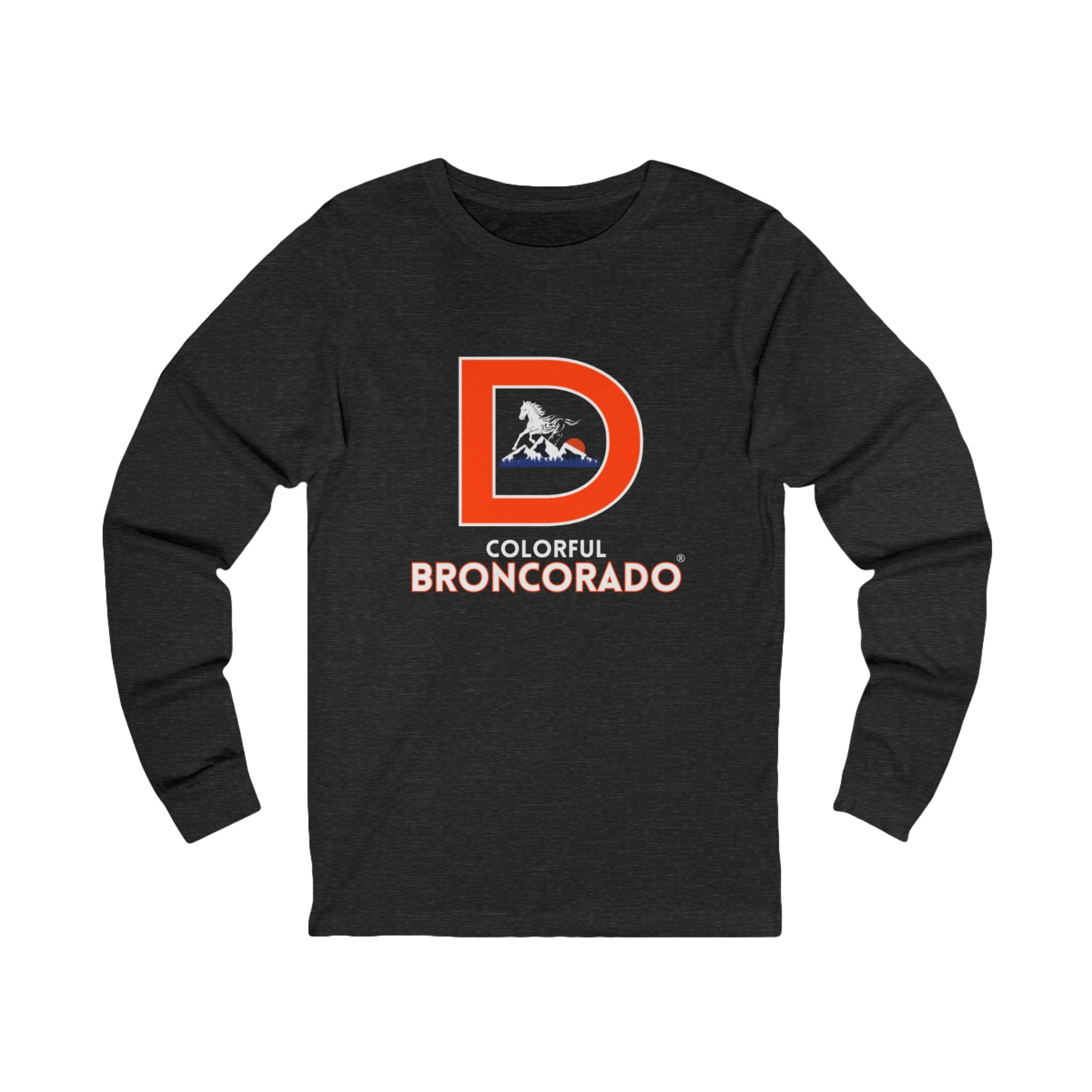 Denver Bronco Fan Apparel Long Sleeve T-Shirt | Exclusive Colorful Broncorado® Logo